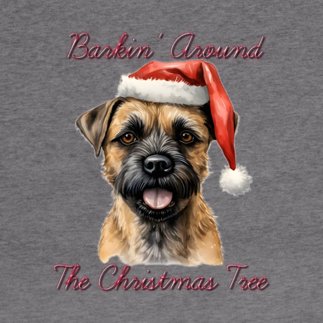Christmas Border Terrier Dog in Santa Hat by Pawsitive Curios